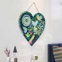 FKKA Front Porch Decor Farmhouse, Happy Tree Wall Art, Metal Heart Wall Decor for Bedroom, Easy Hanging with A Hanging Rope, Blue, Gift