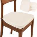 YOUFI Dining Chair Cushions Set of 4, Waterproof PU Leather Kitchen Chair Pads with Adjustable Buckle Straps, 17" x 16" x 2" D-Shaped Non-Slip Seat Cushions for Dining Room (Beige)