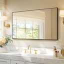 TRAHOME Bathroom Vanity Mirror for Wall, 48" x 30" Metal Framed Rectangular Bathroom Wall Mirror for Over Sink, HD Shatterproof Glass, Hangs Horizontally or Vertically(Black)