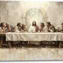 SIXWOOD Jesus The Lords Last Supper Canvas Wall Art, Dining Room, 24x16 in