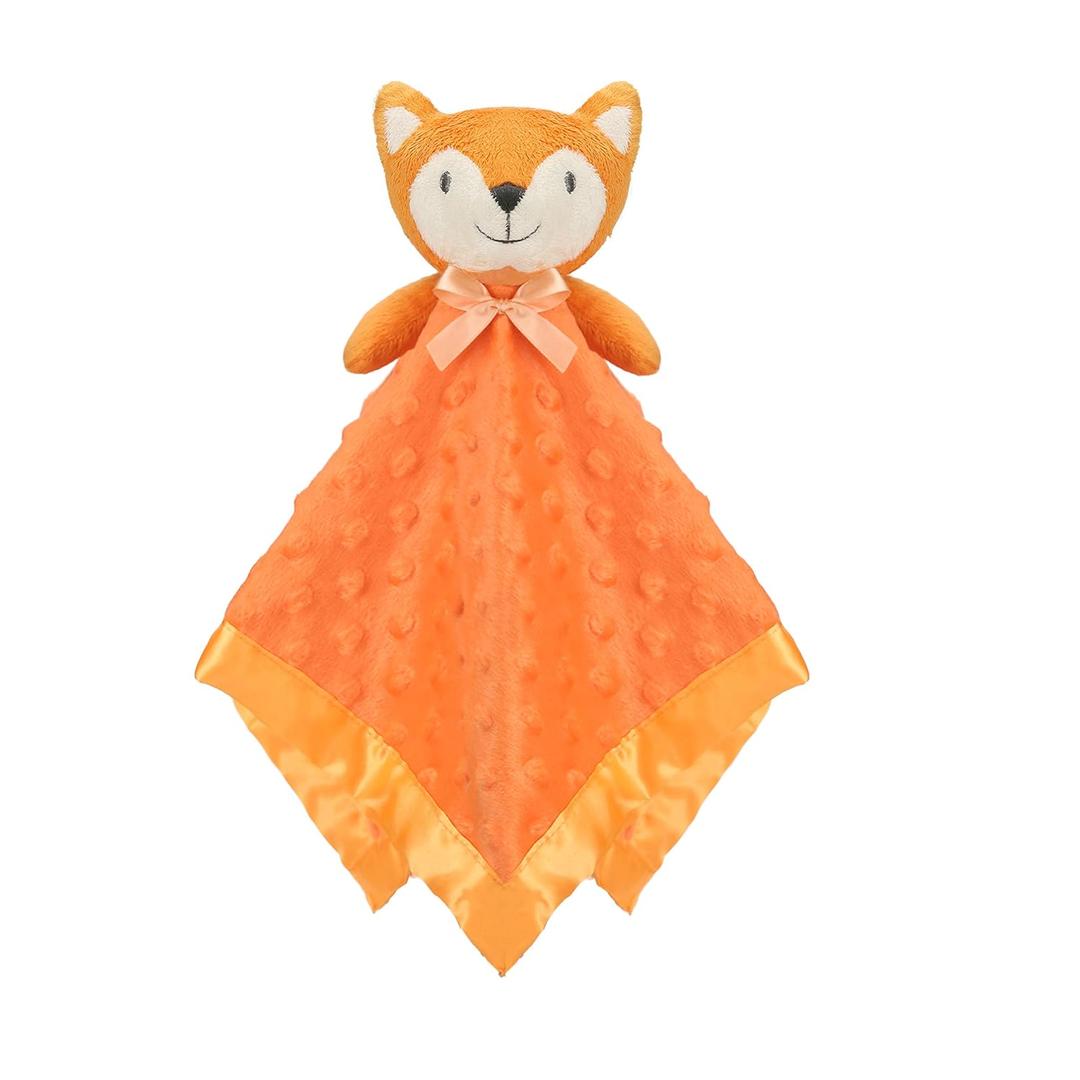 Pro Goleem Fox Security Blanket Orange Soft Baby Lovey Unisex Lovie Baby Gifts for Newborn Toddler Snuggle Toy Stuffed Animal 16 Inch (Orange Fox)