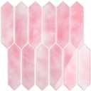 VEELIKE 12 Sheets Pink Peel and Stick Tile Backsplash Long Hexagon Peel and Stick Backsplash for Kitchen Bathroom Powder Room Waterproof Self Adhesive Pink Wall Tile Stickers for Kitchen RV 12''x12''