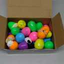 Abakuku 24 Pcs Filled Easter Eggs Plush Toy, 2.35in Bright Colorful Eggs Prefilled with Variety Plush Toy Easter Basket Stuffers Party Favors Gift Bags