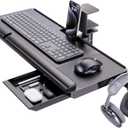 Klearlook Keyboard Tray Under Desk with 360 Rotation, Ergonomic Computer Keyboard & Mouse Tray 25"W11.02"D Sit Stand Desk Keyboard Holder w/Wrist Rest & Storage Drawer (Height is not Adjustable)