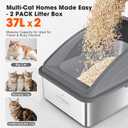 AIPERRO 2 Pack Stainless Steel Litter Box | XL Enclosed Cat Litter Boxes with Lid for Big Cats and Multi-Cats | High Sided, Anti-Urine Leakage | Non-Stick BottomMulti-Colored