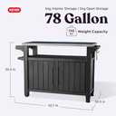 Keter Unity XL Portable Outdoor Table with Stainless Steel Top for Kitchen Prep and Outdoor Storage Cabinet for Grilling Accessories, Dark Grey, X-Large