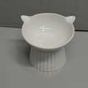 Ceramic Raised Cat BowlTilted Raised Cat Bowl Anti Vomit Cat Bowls for Indoor Cats Whisker Friendly Pet Feeder for Cats Puppies, Microwave and Dishwasher Safe (White)