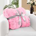 Faux Rabbit Fur Throw Blanket - Ultra Soft & Fluffy Cozy Gift, Plush Fuzzy Luxury Blanket for Couch, Bed, Living Room Decor, 50x60, Blush Pink