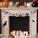 2 x 8.2 ft Halloween Wooden Plaid Pumpkin Garland Black Bow Pumpkin Banner Rustic Farmhouse Country Decor Wood Bow Banner Halloween Gingham Hanging Decor for Fireplace Mantel Wall Home Window