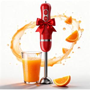 Immersion Blender Handheld, Corded Electric Blenders Portable Stick Mixer with 2 Mixing Speed and Stainless Steel Blades Emulsifier for Effortless Blending Soup, Smoothies, Puree or Baby Food (Christmas Red)