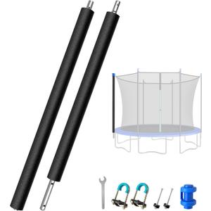 1PCS Upgraded Trampoline Replacement Pole  Thicker Universal Trampoline Enclosure Pole Fits 8-16FT Straight Pole Trampoline Frame,2 Installation Options, Includes Foam Sleeve, Pole Cap & Hardware