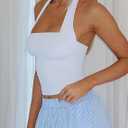 Women Halter Tank Tops Summer 2026 Backless Going Out Shirts Sexy Sleeveless Cute Crop Y2k Trendy Outfits (White, S)