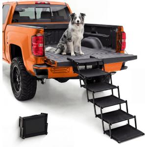 Oiilores Foldable Dog Stairs for Large Dogs - Extra Wide Pet Ramp for Cars, SUV, Truck & High Beds, Non-Slip Surface, Supports Up to 250 Lbs, 6 Steps