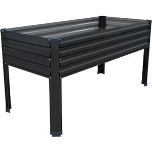 DIIYIV Galvanized Raised Garden Bed with Legs,48x24x30in Elevated Planter Box for Backyard,Garden, Patio, Balcony, 350lb Capacity,Planters for Outdoor Plants,Black