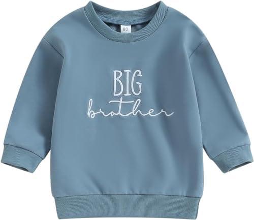 DOSYZTO Toddler Baby Girl Long Sleeve Ruffle Sweatshirt Tops Basic Solid Color Oversized Sweater Shirts Kid Fall Clothes ( Brother Blue Sweatshirt, 9-10 yrs old)