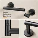 Pokim Bathroom Hardware Set - SUS304 Stainless Steel Wall Mount Toilet Paper Holder,Hand Towel Ring,Robe Hooks,Rustproof,Matte Black,Easy Installation for Bathroom