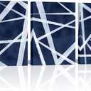HOMEOART Blue Abstract Wall Art Navy Blue Bathroom Decor Blue Pictures Wall Decor Modern Home Decor Geometric Canvas Wall Art Framed 12x16inchx3 Piece (Navy Blue)