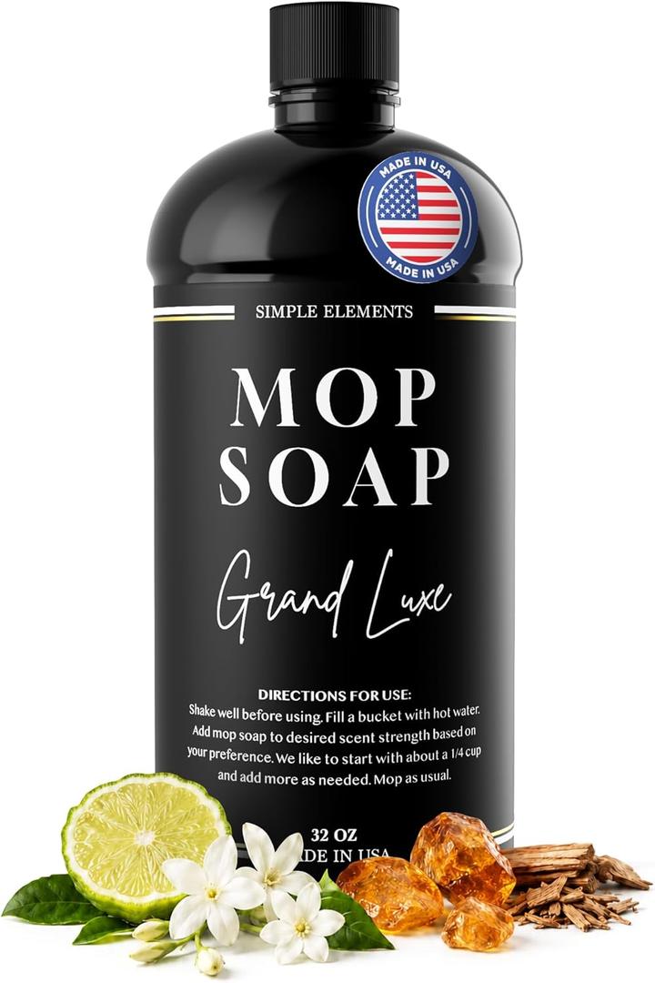 Luxury Mop Soap Highly Scented Floor Cleaner, Concentrated Formula, No Streaks, Residue or White Cast, Floor Cleaning For Tile, Sealed Hardwood, Laminate, Vinyl and Stone Grand Luxe 32 oz