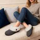 Wishcotton Women's Wool Cozy Memory Foam Winter Slippers Indoor Outdoor with Fuzzy Faux Fur Collar (9, Grey)