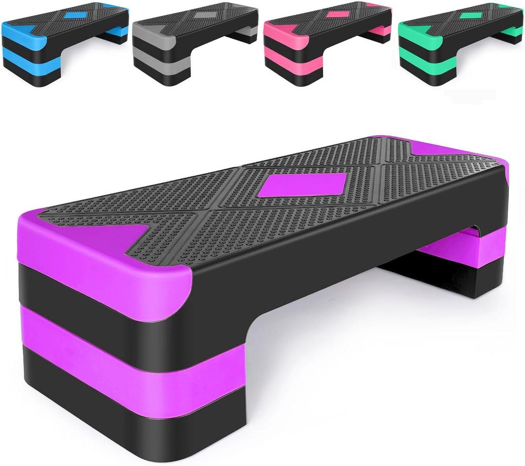 Adjustable Workout Aerobic Stepper in Fitness & Exercise Step Platform Trainer 3 settings adjustable height 4-6-8