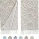 sea me at home Turkish Hand Towels for Bathroom, Kitchen Towels Decorative Set of 2, Luxury Turkish Cotton Dish Tea Towels 14 x 30 Inches for Modern, Boho, and Farmhouse Decor (Beige Waves)