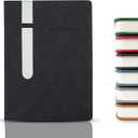 Lined Journal Notebook, 240 Pages, A5 5.7" x 8.3", PU Leather Journals with Elastic Pen Holder, 80 GSM Thick Paper, Water-Resistant Hardcover Notebooks for Writing Journaling Office School - Brown