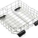 WD28X26099 WD28X34744 Lower Dishwasher Rack Replacement Parts for GE Lower Dishrack Dishwasher Rack 20.7'' D x 21.6'' W Roller Wheels GE GDF510PSM0SS GDT535PSM0SS Bottom Dish Rack Assembly 1 Pcs