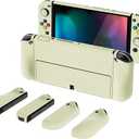 PlayVital AlterGrips Protective Slim Case for Nintendo Switch OLED, Ergonomic Grip Cover for Joycon, Dockable Hard Shell for Switch OLED w/Thumb Grip Caps & Button Caps