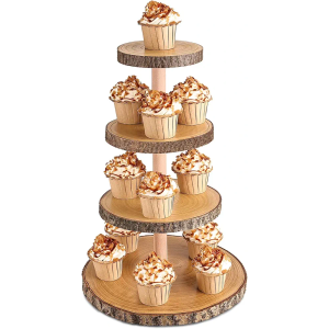 Hanson and Bennett Rustic Cake Stand - Beautiful and Natural Rustic Wedding Cake Stand Makes for Stunning Rustic Wedding Decor and Rustic Cupcake Stand
