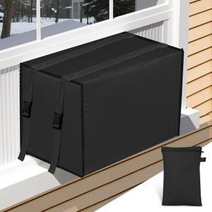 Window AC Unit Cover Outdoor, Waterproof and Dust-Proof Air Conditioner Cover for Outside, Fits Large Units (L: 25.5"x20.5"x18"), Black