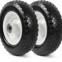 AR-PRO (2-Pack) 12" Flat-Free Solid Tire and Wheel, with 3-3/4" Centered Hub & 1" Bore, Fits 25mm Axle Shaft, Replacement Heavy-Duty Trailer Dolly & Utility Cart Wheel Set