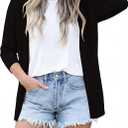 CRAZY GRID Women's Casual Cardigans with Pockets Lightweight Open Front Cardigan Sweaters Dressy Knit Outfits Plain Color (Black, M)
