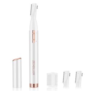 Upgraded Eyebrow Trimmer, Precision Electric Razor for Women Men, Battery Operated Painless Facial Hair Remover with Adjustable Comb & Washable Blade (Face, Upper Lip, Chin, Neck)