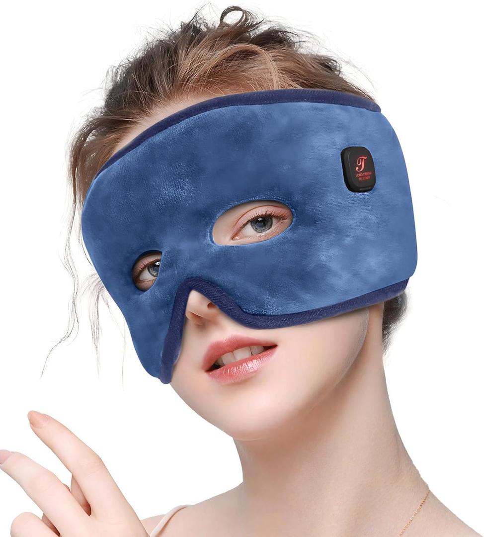 Heated Face Mask for Sinus Pressure, Cordless Sinus Mask with 3 Temperature Modes, 2500mAh Rechargeable Face Heating Pad, Sinus Pressure Relief with 15 Minutes Auto-Off(Blue)