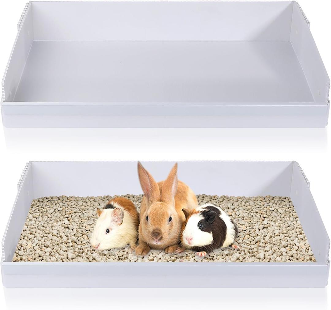 Geelin 2 Pack 26" x 13.5" Corrugated Plastic Cage Liners Base 1 x 2 Panel Size Guinea Pig Cage Liner for Guinea Pigs Hedgehogs Rabbits Applied with C&C Cages, White