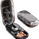 Portable Pill Cutter, Splitter for Tiny Small and Large Pills,1/2,1/3,1/4 Cutter with Stainless Steel Blades and Storage Box (Black)