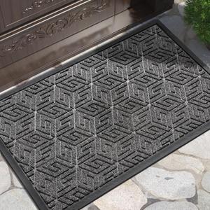 Yimobra Large Door Mat 36x24, All-Weather Waterproof Outdoor Mats for Front Door, Non Slip Rubber Doormat for Patio Proch Outside Entryway Indoor, Mix Grey