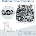 LVTXIII Set of 4 Outdoor Chair Cushions for Patio Furniture, Water Repellent Patio Chair Cushions 17"x16" with Ties, U-Shaped Dining Chair Pads for Garden Kitchen Use, Flower Black