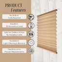 No Drill Cordless Pleated Fabric Shades, Khaki, 31" W x 64" H