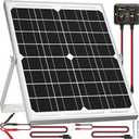 SOLPERK Solar Panel Kit 20W 12V, Solar Battery Trickle Charger Maintainer + Upgrade Controller + Adjustable Mount Bracket for Boat Car RV Motorcycle Marine Automotive