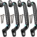 4 Safety Playground Luminous Handles, Swing Set Kids Safety Hand Grips for Playset, Climbing Frame, Play House, Playroom Ladder, Door, Bunk Bed (Black)