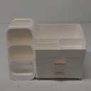 HBlife Makeup Organizer with Brush Holder for Vanity, Large Plastic Bathroom Countertop Organizer Skin Care Storage, Easy to Store Lipsticks, Nail Polishes, Perfumes, Eyeshadow Palettes, All White