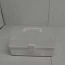 12.9in Three-Layer Multipurpose Storage Box with Handle Portable Tackle Box Folding Art & Craft Case Sewing Supplies Organizer for Makeup, Medicine, Nail, Hair Accessories (White) (Large)