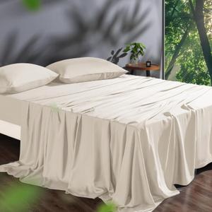 Tencel Sheet Set Full Size, 100% Eucalyptus Lyocell, Breathable & Cooling Sheets, Deep Pocket Up to 16 Inch, Silky Soft, Ideal for Hot Sleepers - 4PC (Full, Sand)