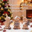 Hodao Christmas Gingerbread Figurines Set of 3, Cute Gingerbread Men Holding Heart, Candy Cane & Christmas Tree, Holiday Party Tabletop Decoration for Home, Kitchen, Living Room Decor (Brown-1)