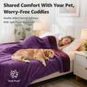 LOOBANI Waterproof Blanket for Bed: Reversible Soft Flannel Twin Bed Blanket 60" x 80", Leakproof Throw Spill-Proof Dog Pet Blanket for Couch, Sofa Protect, Movie Time, Camping, Travel, Purple