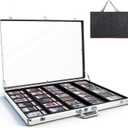 Trading Card Display Case,34"x22" Card Show Display Case,Excellent quality and High Performance,card display case with Alloy safety lock&Anti-wear surface for Sports Card/TCG/Jewelry Collection,Silver