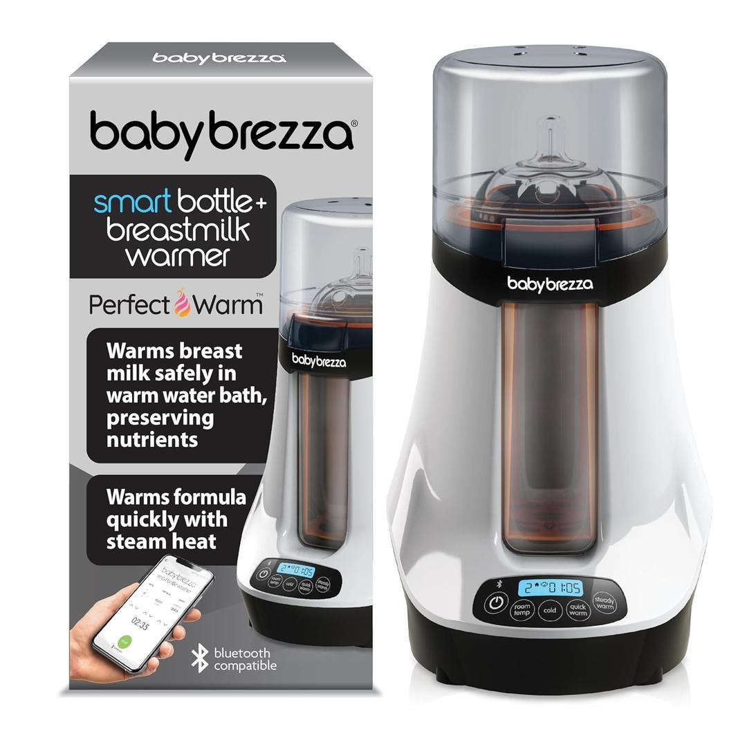 Baby Brezza Smart Baby Bottle Warmer, Breastmilk Warmer + Defroster - Only Brand with Different Temperatures for Breastmilk + Formula - Universal Fit for All Bottles + Milk Bags - Bluetooth Control