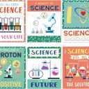 PAIVSUN Science Posters for Classroom, 6 Pcs Science Classroom Decor, Inspirational Scientific Poster Decorations for Elementary Middle High School Teacher Must Haves (Green and Orange)