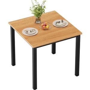 Need Small Square Dining Table- 31-1/2'' Sturdy and Heavy Duty Writing Desk for Small Spaces and Writing Table Desk, Teak Color Desktop & Black Frame AC3BB(8080) Breakroom Table (31.5x31.5 inch, Teak & Black Frame)